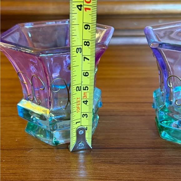 Partylite Mardi Gras Glass Votive Candle Holders Set of 2 - Picture 6 of 11